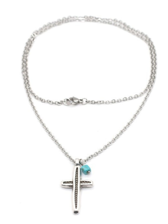 Irmelia Male Cross Made of Steel with Chain
