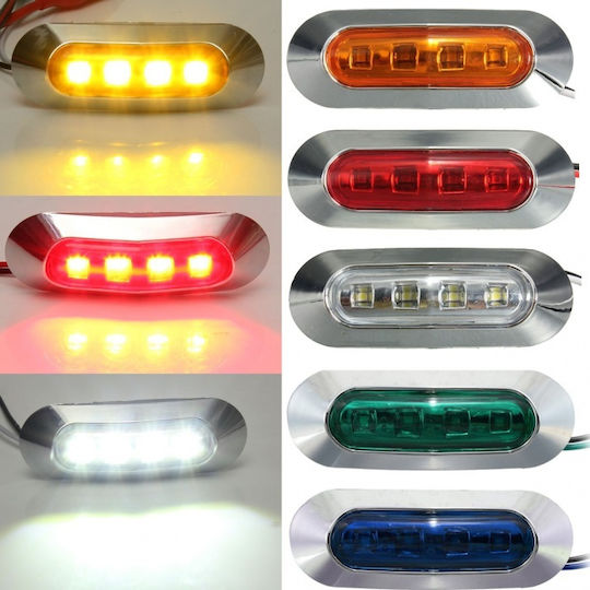 LED Όγκου με 4 SMD και Πλαίσιο Chrome 24V - Μπλε MAR550