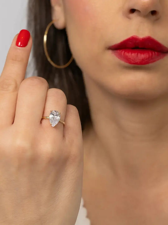 Single Stone Ring In 14K Gold With Zircon