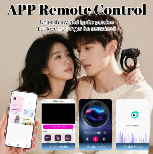 Aph Δαχτυλίδι Πέους Διπλή Διέγερση App Penis Ring Dual Stimulation App