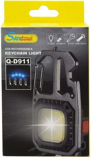Andowl Rechargeable Keychain Flashlight LED with Maximum Brightness 600lm Black