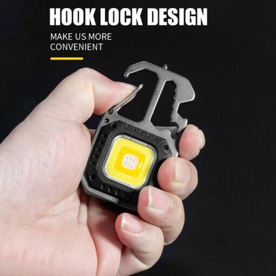 Andowl Rechargeable Keychain Flashlight LED with Maximum Brightness 600lm Black