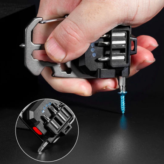 Andowl Rechargeable Keychain Flashlight LED with Maximum Brightness 600lm Black