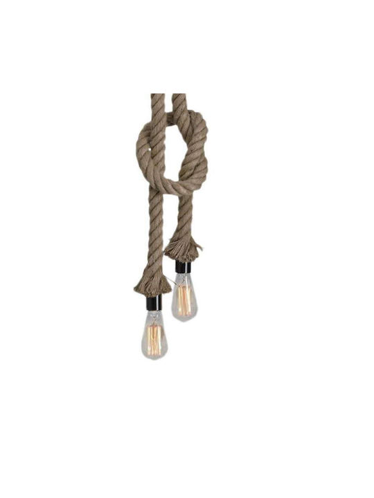 Pendant Light Brown with Rope for Socket E27