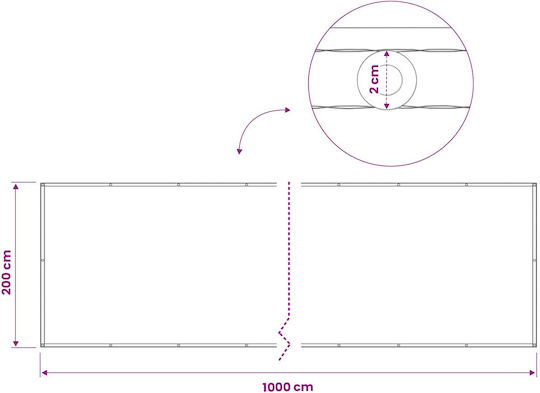 vidaXL Blaues Sonnensegel mit PU-Beschichtung 2x10m 160g/m²