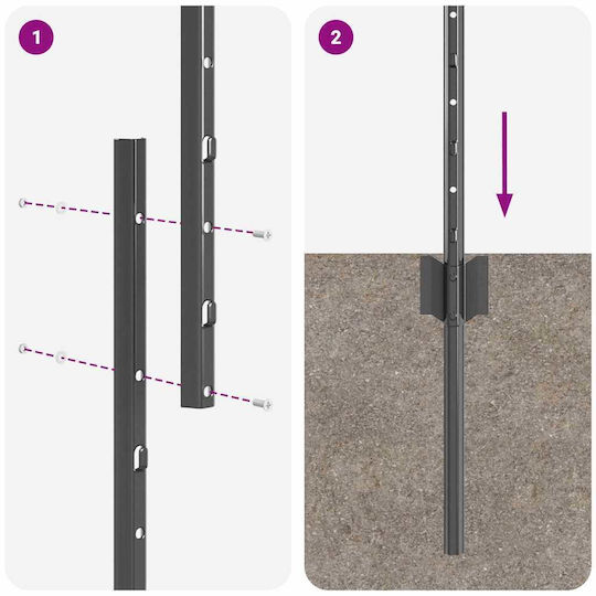 vidaXL Clip de fixare pentru Împrejmuire Grădină din Oțel 150x100buc 44buc Gray