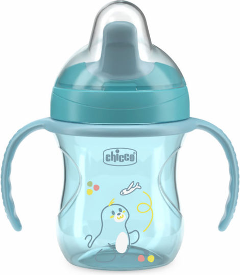 Chicco Training Cup Εκπαιδευτικό Μπιμπερό Σιλικόνης με Λαβές Τιρκουάζ για 6m+ 200ml