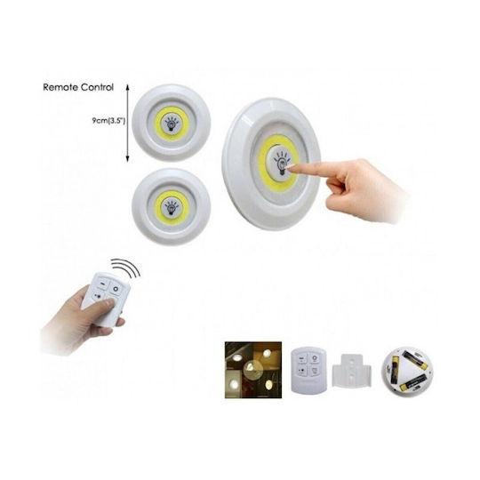 LED Lumină de siguranță cu Alimentare cu baterie și Telecomandă 3buc