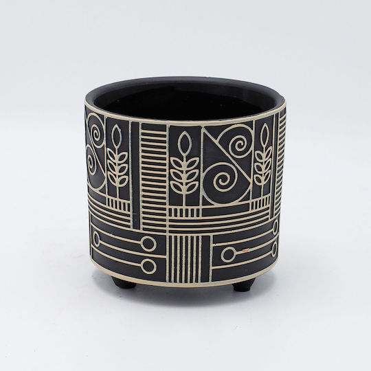 Ceramic Plant Pot Black 12x12x11.5 cm 5 Pieces
