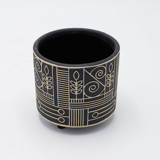 Ceramic Plant Pot Black 12x12x11.5 cm 5 Pieces