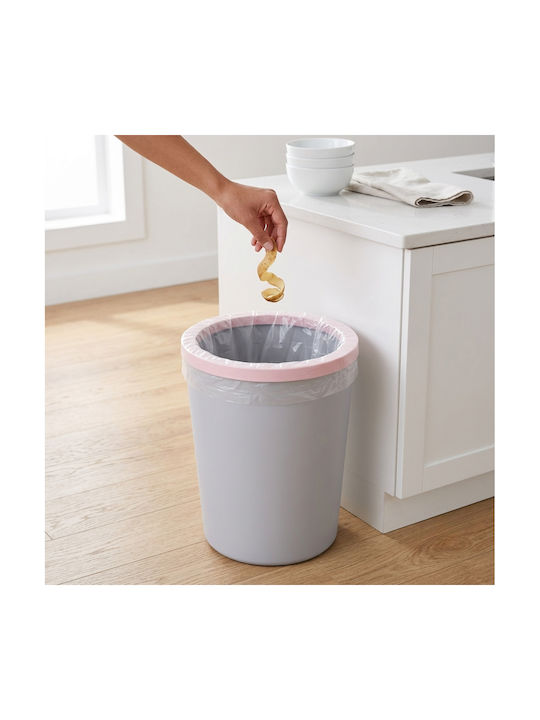 Femmit Round Plastic Office Waste Bin 12l Grey Plastic Bag Support Ring 23x27 Cm
