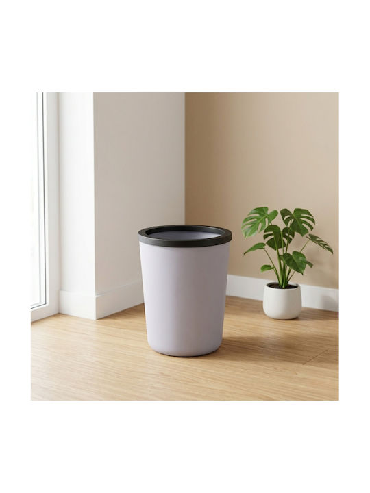Femmit Round Plastic Office Waste Bin 12l Black Grey Plastic Bag Support Ring 23x27 Cm