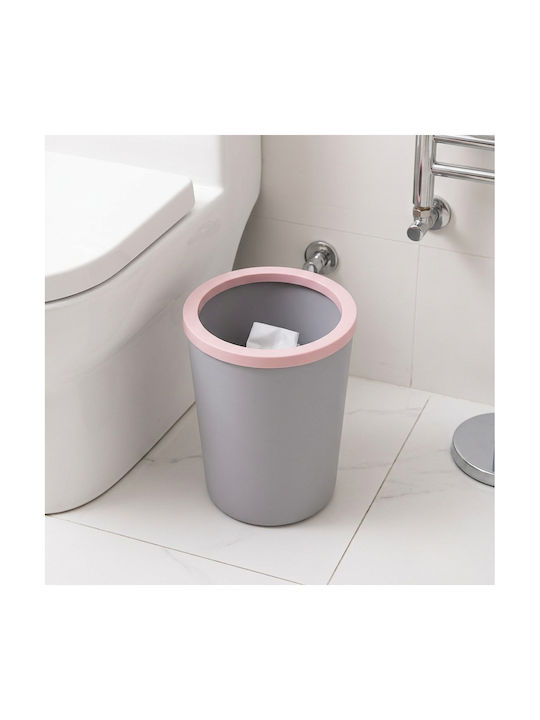 Femmit Round Plastic Office Waste Bin 12l Grey Plastic Bag Support Ring 23x27 Cm