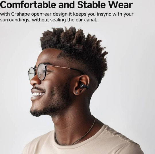 QCY Crossky C30 Open Ear Bluetooth Handsfree Ακουστικά με Αντοχή στον Ιδρώτα και Θήκη Φόρτισης Μαύρα