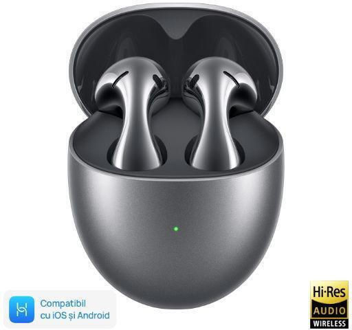 Huawei FreeBuds 5 Bluetooth Handsfree Earphones with Sweat Resistance and Charging Case Silver Frost