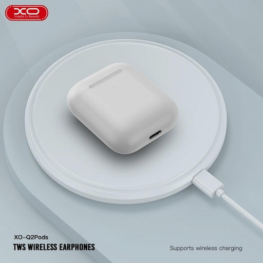 XO Q2 Earbud Bluetooth Handsfree Ακουστικά με Θήκη Φόρτισης Λευκά