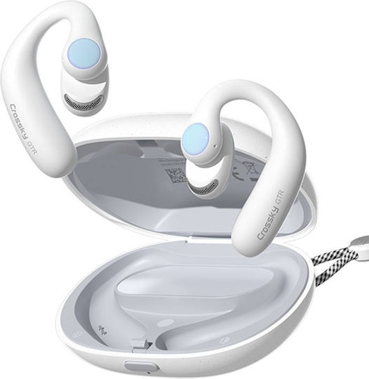 QCY Crossky GTR Open Ear Bluetooth Handsfree Ακουστικά με Αντοχή στον Ιδρώτα και Θήκη Φόρτισης Λευκά