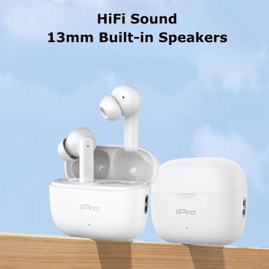 iPro TW300 Plus In-ear Bluetooth Handsfree Ακουστικά με Θήκη Φόρτισης Λευκά