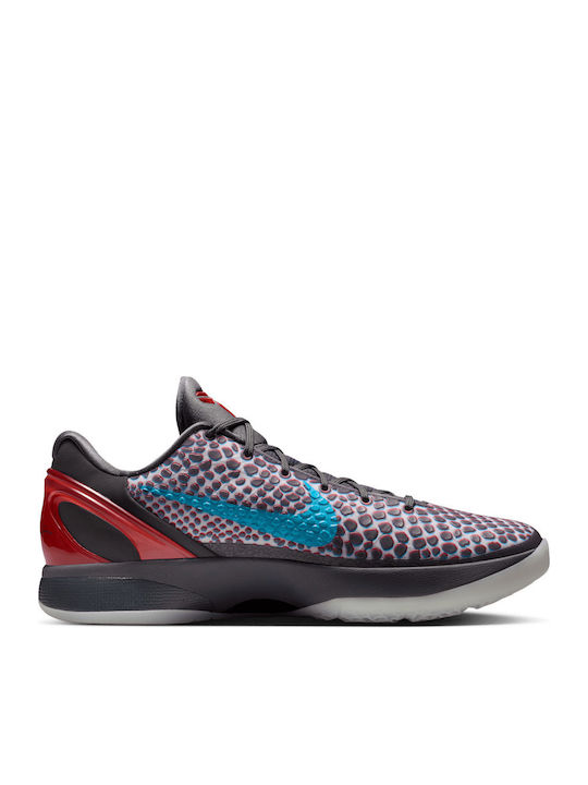 Kobe 6 Protro 3D Ниски Баскетболни Обувки Тъмносив / Хлореносин / Смелочервен