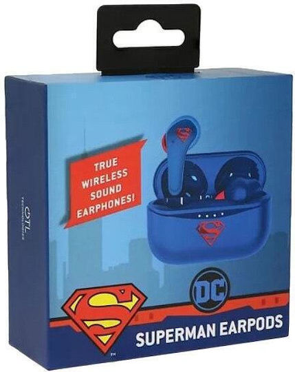 OTL DC Comics Superman In ear Bluetooth хендсфри Слушалки с Кутийка за Зареждане Син