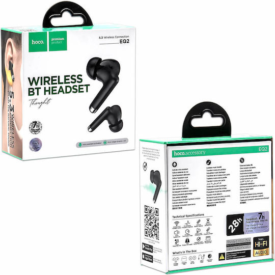 Hoco EQ2 In-ear Bluetooth Handsfree Căști cu Carcasă de Încărcare Negru