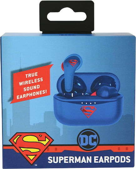 OTL DC Comics Superman In ear Bluetooth хендсфри Слушалки с Кутийка за Зареждане Син