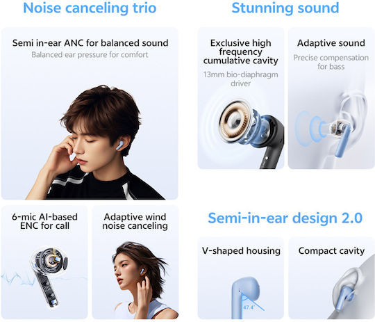 QCY AilyBuds E20 Bluetooth Handsfree Earphones with Sweat Resistance and Charging Case Black
