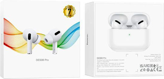 Hoco DES08 In-ear Bluetooth Handsfree Earphones with Charging Case White