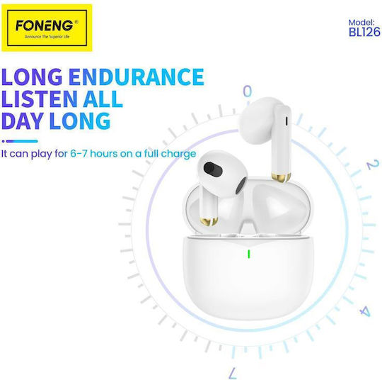 Foneng BL126 Earbud Bluetooth Handsfree Căști cu Carcasă de Încărcare Alb