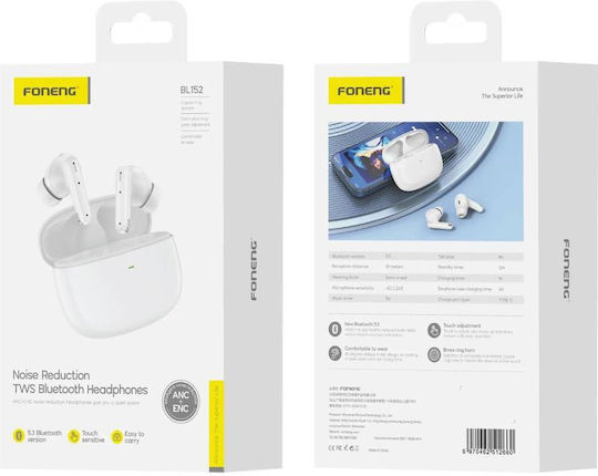 Foneng BL152 In-ear Bluetooth Handsfree Căști cu Carcasă de Încărcare Alb