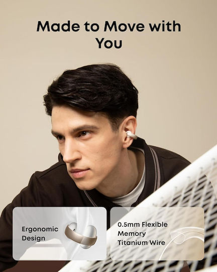 Soundcore by Anker Aeroclip Open Ear Bluetooth Handsfree Ακουστικά με Αντοχή στον Ιδρώτα και Θήκη Φόρτισης Champagne Mist