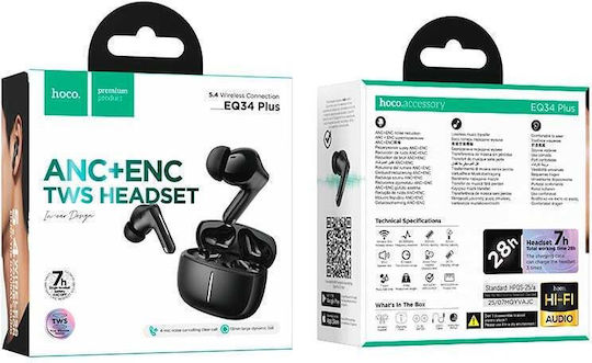 Hoco EQ34 Plus In-ear Bluetooth Handsfree Ακουστικά με Θήκη Φόρτισης Λευκά