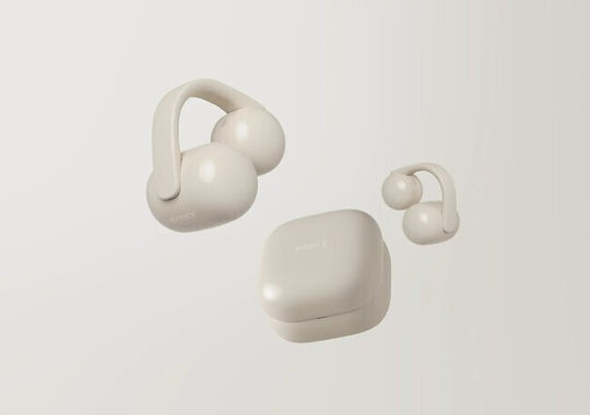 Sony LinkBuds Clip Bluetooth Handsfree Ακουστικά με Αντοχή στον Ιδρώτα και Θήκη Φόρτισης Greige