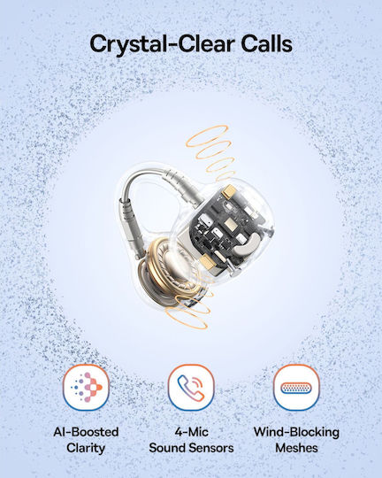 Baseus BC1 Open Ear Bluetooth Безжични Слушалки с Калъф за Зареждане Бели