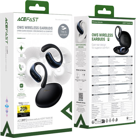Acefast FA005 Acefit SE Open Ear Bluetooth Handsfree Earphones with Sweat Resistance and Charging Case Black
