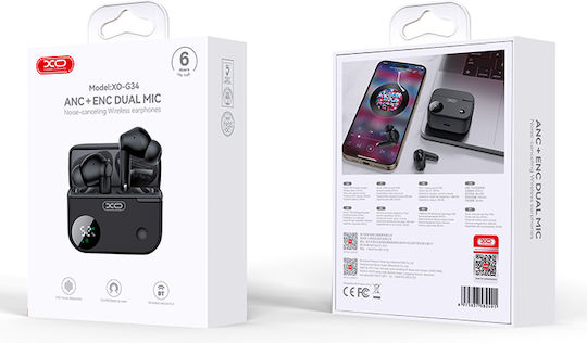 XO G34 In ear Bluetooth хендсфри Слушалки с Кутийка за Зареждане Черен