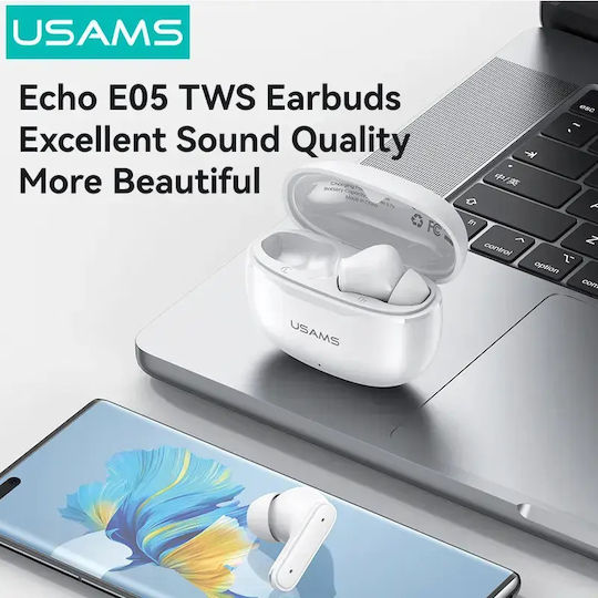 Usams E05 In-Ear Bluetooth-Freisprecheinrichtung Kopfhörer mit Ladeetui Weiß