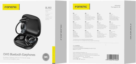 Foneng BL160 Offenes Ohr Bluetooth-Freisprecheinrichtung Kopfhörer mit Schweißresistenz und Ladeetui Schwarz