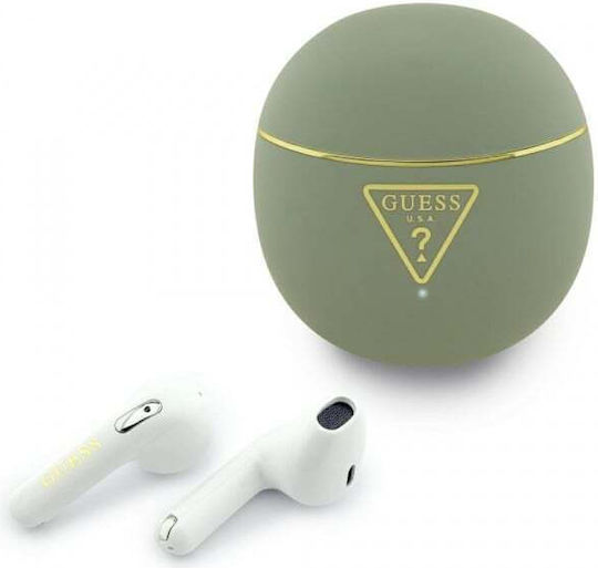 Guess Gold Line Triangle Earbud Bluetooth хендсфри Слушалки с Устойчивост на Пот и Кутийка за Зареждане Зелен