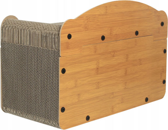 3 în 1 Căsuță pentru Pisici Zola Spațiu de Zgâriat 2 Jucării Material Hdf Carton Ondulat 56 X 27.5 X 30 Cm Maro