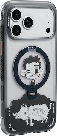 Torras Ostand Spin Rückseite Kunststoff / Silikon Schwarz Für iPhone 17 Pro Max