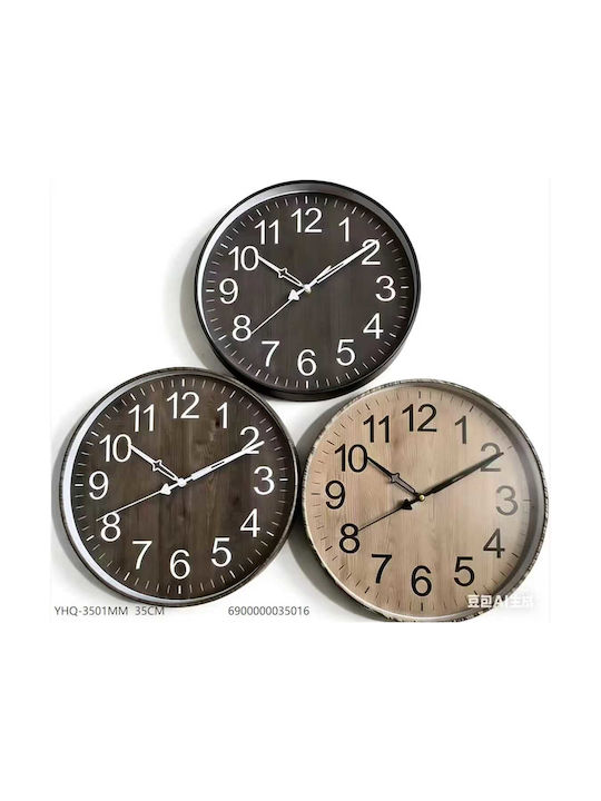 Tradesor Plastic Wall Clock Dark Brown Ø35cm