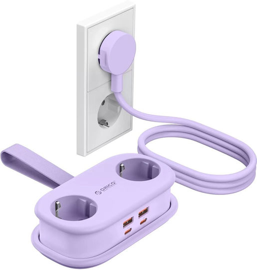 Orico GaN Charging Station With 2 USB-A Output Ports And 2 USB-C Output Ports And USB-C Cable 65W In Purple Colour AP3