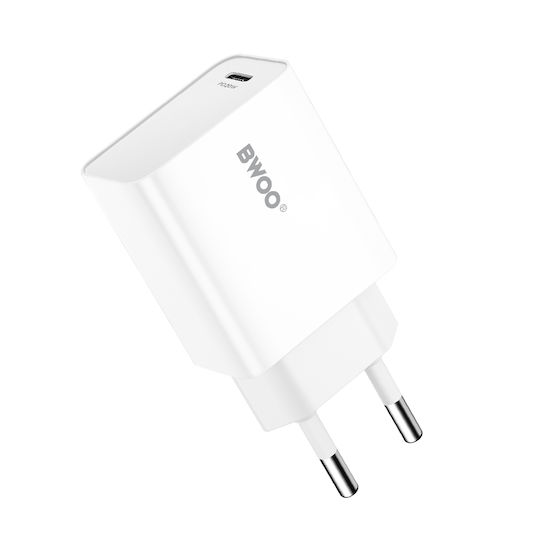 BWOO Charger Without Cable with USB-C Port 20W Power Delivery Whites (BO-CDA226)