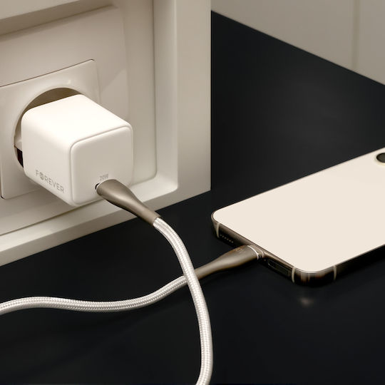 Forever Charger Without Cable GaN with USB-C Port 20W Power Delivery Whites (TC-08-20C)