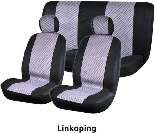 Autoline Σετ Καλύμματα Αυτοκινήτου 6τμχ Velour-Jacquard Munich Μαύρο / Μπλε