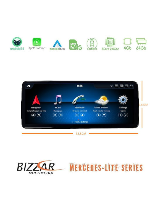 Bizzar Car Audio System for Mercedes-Benz CLA Class GLA G Class A Class 2015-2019 Bluetooth USB WiFi GPS Apple CarPlay Android Auto with 12.8 Inch Touch Screen