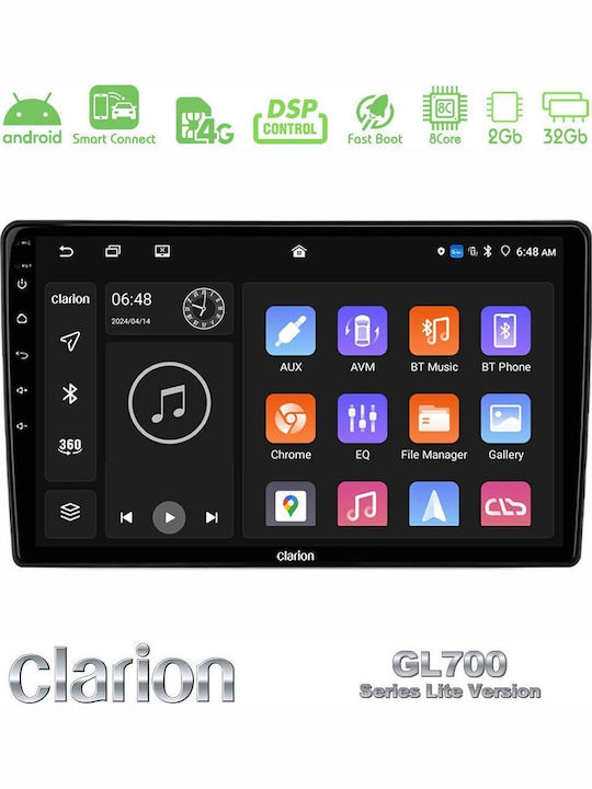Clarion Auto-Audiosystem für Suzuki Grand Vitara 2003-2005 mit Touchscreen 9" (Bluetooth/USB/Eingebautes Wi-Fi / GPS / Apple CarPlay / Android Auto)