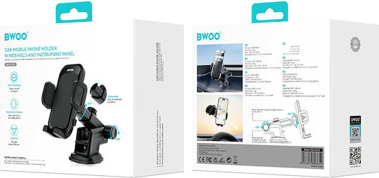 BWOO Car Mobile Mount 4.7" - 6.7" with Adjustable Hooks Black