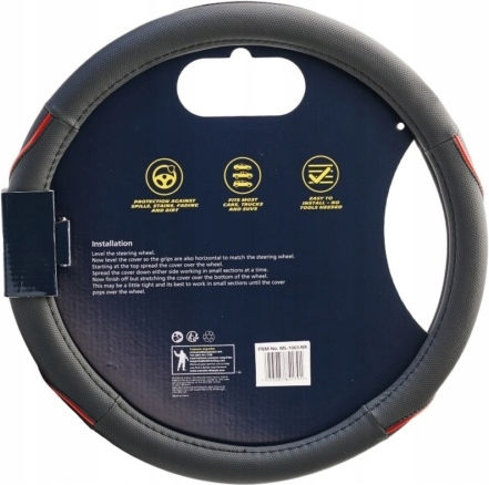 Michelin Κάλυμμα Τιμονιού Μαύρο Κόκκινη Ραφή 36,8 39,4cm Wml-1003-nr